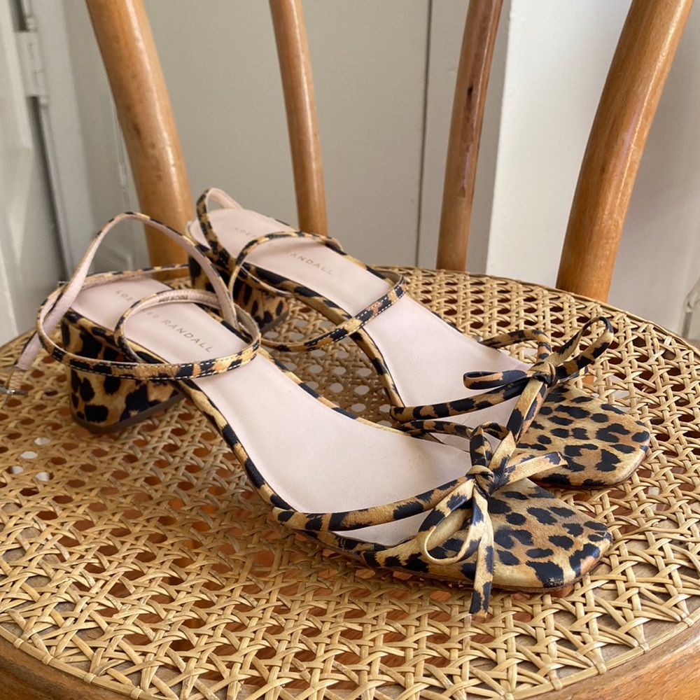 Loeffler Randal Gracie Bow Leopard Print Women's Heeled Sandals